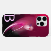 COQUE iPhone 16 PRO MAX OISEAU CLAIR / FUCHSIA ROSE NOIR MONOGRAMME ABSTRA (Verso Horizontal)
