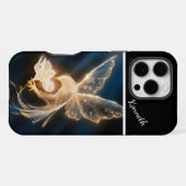 Coque iPhone 16 Pro Max Oiseau doré et floraison (Verso Horizontal)