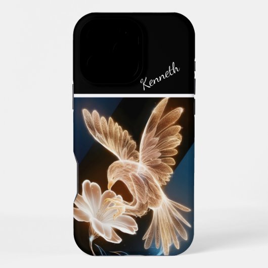 Coque iPhone 16 Pro Max Oiseau Doré & Fleur (Verso)