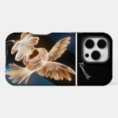 Coque iPhone 16 Pro Max Oiseau Doré & Fleur (Verso Horizontal)