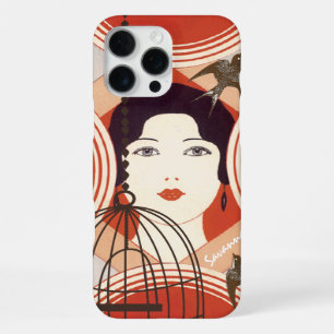 Coque iPhone 16 Pro Max Oiseau vintage féminin Cage à oiseaux Amour