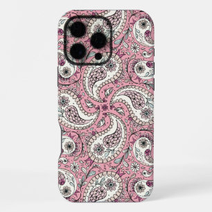 Coque iPhone 16 Pro Max Oiseaux paisley en rose bébé