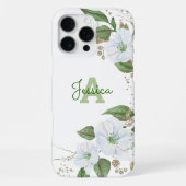 Coque iPhone 16 Pro Max Or Floral Monogramme Script Chic Blanc Doré (Verso)
