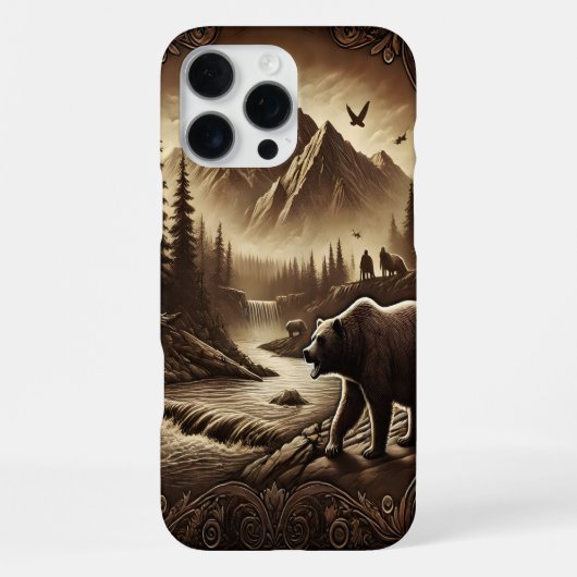 Coque iPhone 16 Pro Max Ours en cuir de rivière (Verso)