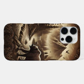 Coque iPhone 16 Pro Max Ours en cuir de rivière (Verso Horizontal)