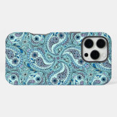 Coque iPhone 16 Pro Max Paisley en bleu bébé (Verso Horizontal)