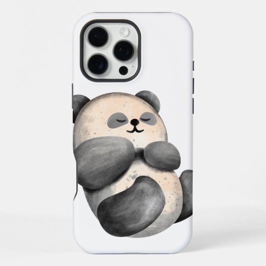 Coque iPhone 16 Pro Max Panda aquarelle endormi moderne (Verso)