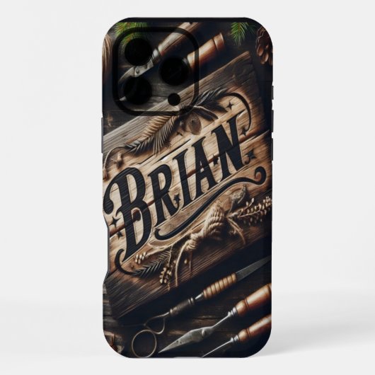 Coque iPhone 16 Pro Max Panneau rustique Brian (Verso)