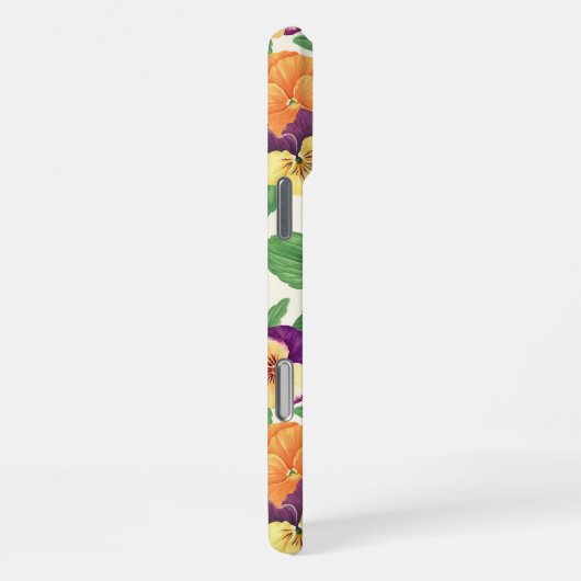 Coque iPhone 16 Pro Max Pansies sur blanc cassé (Côté droit)