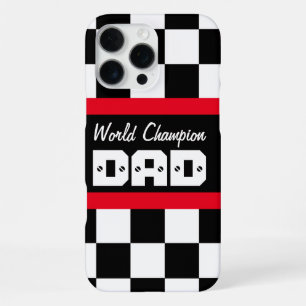 Coque iPhone 16 Pro Max Papa champion du monde de course rouge noir