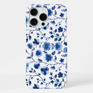 Coque iPhone 16 Pro Max Papier mouchoir à motifs floraux bleus French Cott