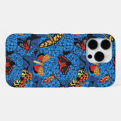 Coque iPhone 16 Pro Max Papillons de nuit sur hortensia bleu (Verso Horizontal)