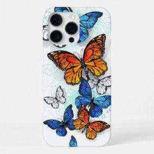 Coque iPhone 16 Pro Max Papillons volants Morpho et Monarch