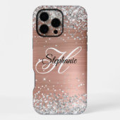 Coque iPhone 16 Pro Max Parties scintillant argent Rose or huile Fancy Mon (Verso)