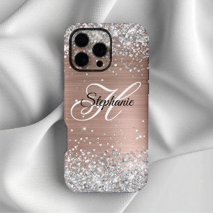 Coque iPhone 16 Pro Max Parties scintillant argent Rose or huile Fancy Mon
