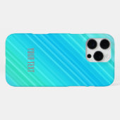 Coque iPhone 16 Pro Max Pastel Abstrait Bandes Turquoise Bleu Vert (Verso Horizontal)