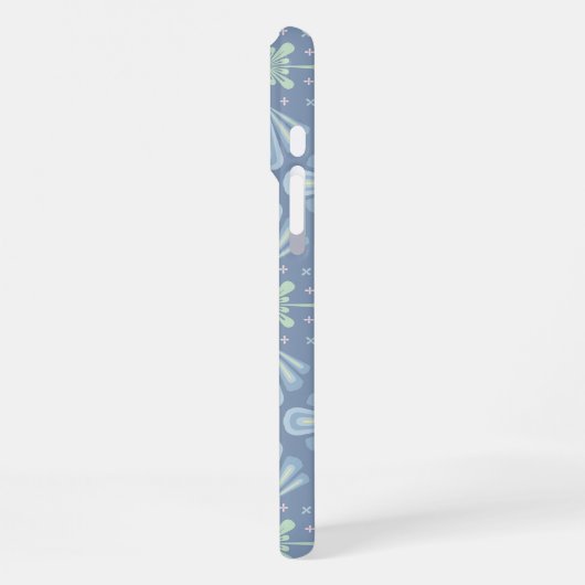 Coque iPhone 16 Pro Max Pastel blue floral abstract repeat (Côté gauche)