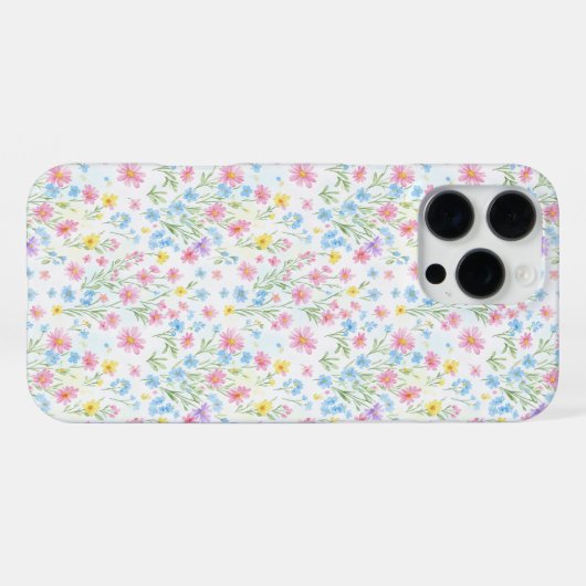Coque iPhone 16 Pro Max Pastel Wildflower Meadow Pattern (Verso Horizontal)