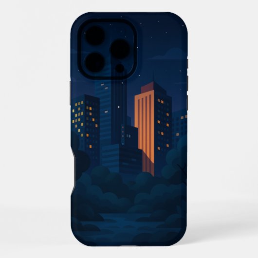 Coque iPhone 16 Pro Max Paysage urbain de Night City (Verso)