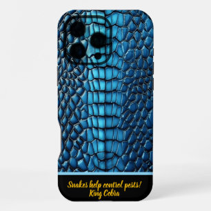 Coque iPhone 16 Pro Max Peau de serpent bleue brille à la lumière