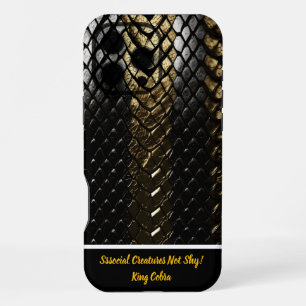Coque iPhone 16 Pro Max Peau de serpent noir et or scintillante