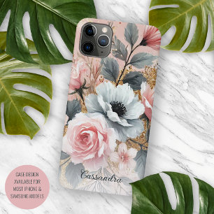 Coque iPhone 16 Pro Max Peinture botanique d'art fin de roses chic et élég