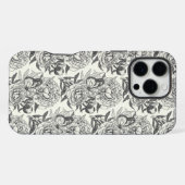 Coque iPhone 16 Pro Max Peonies et papillons bloquent l'impression, noir e (Verso Horizontal)