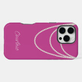 Coque iPhone 16 Pro Max Perles Blanches Glam Pink (Verso Horizontal)