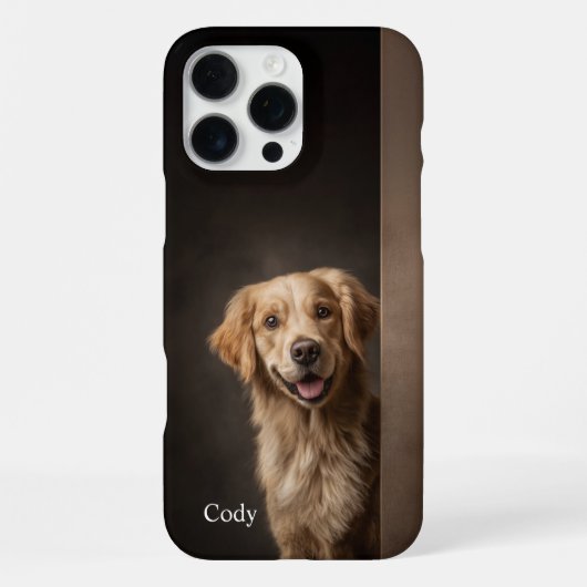Coque iPhone 16 Pro Max Personalized Golden Retriever Portrait (Verso)