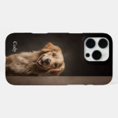 Coque iPhone 16 Pro Max Personalized Golden Retriever Portrait (Verso Horizontal)