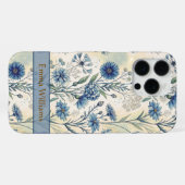 Coque iPhone 16 Pro Max Personalized Name Blue Wildflowers (Verso Horizontal)