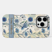 Coque iPhone 16 Pro Max Personalized Name Blue Wildflowers (Verso Horizontal)