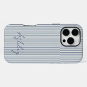 Coque iPhone 16 Pro Max Personalized Striped Blue Tones Minimalist Chic (Verso Horizontal)
