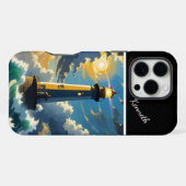 Coque iPhone 16 Pro Max Phare côtier au coucher du soleil (Verso Horizontal)