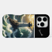 Coque iPhone 16 Pro Max Phare Dans Une Tempête (Verso Horizontal)