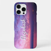 Coque iPhone 16 Pro Max Photo de coucher de soleil océanique violet Stylé (Verso)