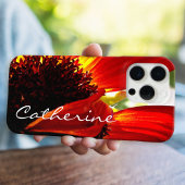 Coque iPhone 16 Pro Max Photo de gérbera rouge ajouter votre nom script gr