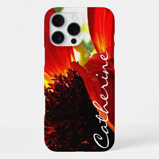 Coque iPhone 16 Pro Max Photo de gérbera rouge ajouter votre nom script gr (Verso)