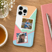 Photos de famille personnalisées sur motif mosaïqu