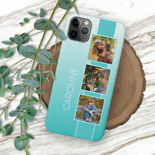 Coque iPhone 16 Pro Max Photos personnalisés Ombre Aqua Turquoise Verre de