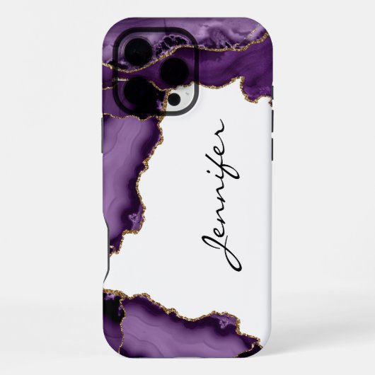 Coque iPhone 16 Pro Max Pierre d'Agate Violette Géode iPhone (Verso)