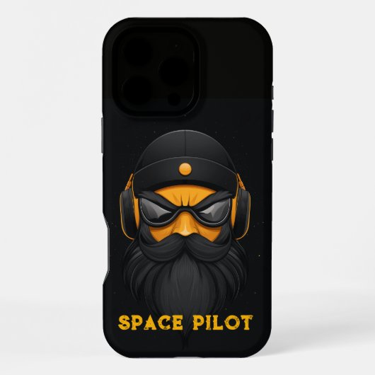 Coque iPhone 16 Pro Max Pilote d'espace noir (Verso)