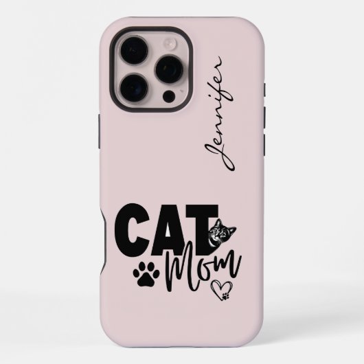 Coque iPhone 16 Pro Max Pink Blush Chat Maman iPhone (Verso)