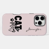Coque iPhone 16 Pro Max Pink Blush Chat Maman iPhone (Verso Horizontal)