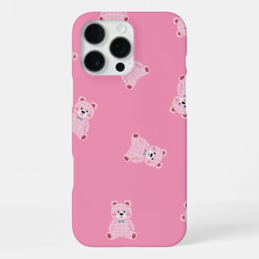 Coque iPhone 16 Pro Max "Pink Teddy Parade - Magnifique étui téléphonique  (Verso)