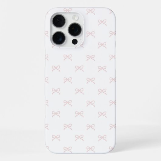 Coque iPhone 16 Pro Max Pink White Bow Pattern Coquette Girly Spring (Verso)