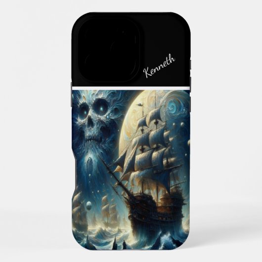 Coque iPhone 16 Pro Max Pirate Ship Skull Moon's Shadow (Verso)