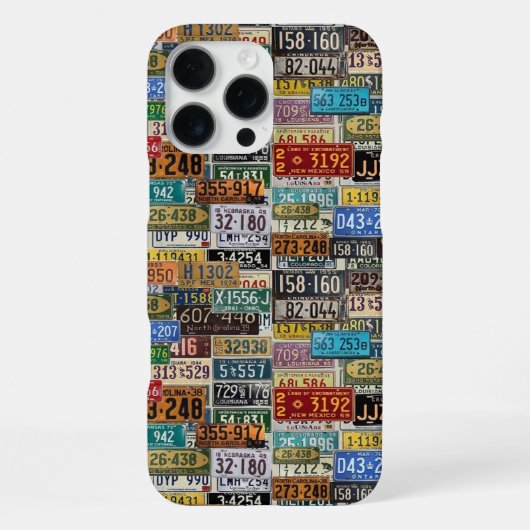 Coque iPhone 16 Pro Max Plaques de licence vintages (Verso)