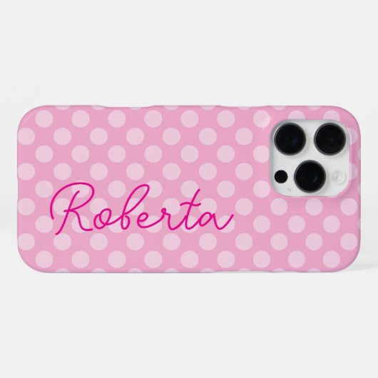 Coque iPhone 16 Pro Max Point Polka rose clair personnalisé (Verso Horizontal)