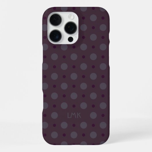 Coque iPhone 16 Pro Max Points violets sophistiqués Initiales Nom personna (Verso)